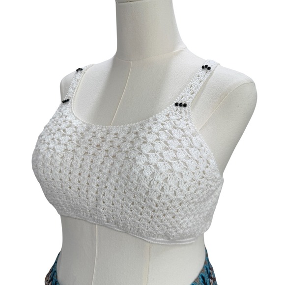 Crochet Bralette Crop Top Boho Festival Cottagecore Lined Cotton NWT Medium Chic - Picture 9 of 10